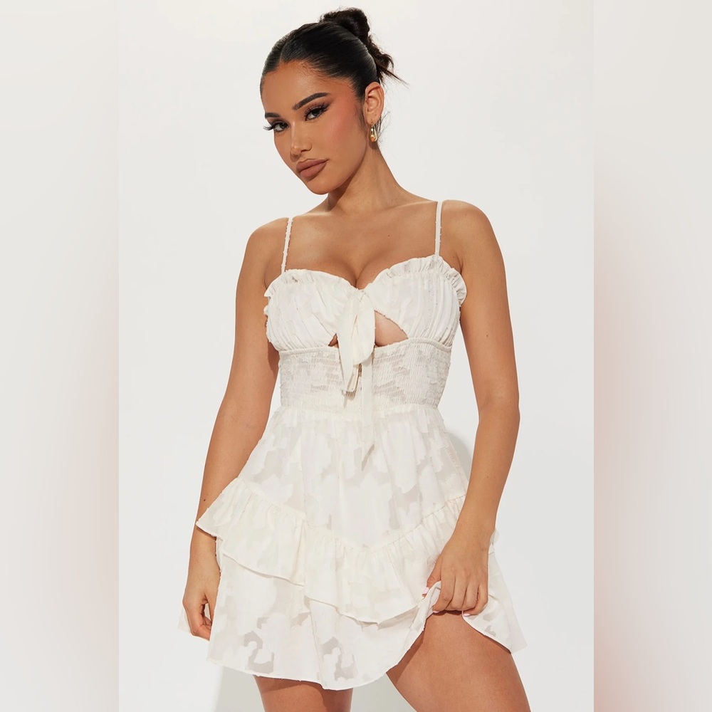 White Ruffled Mini Dress